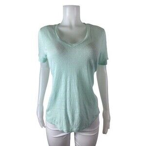 F. Vineyard Vines LinenTop Size M Multicolor Blouse Short Sleeve V Neck